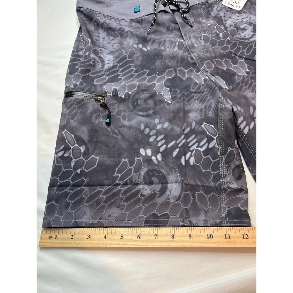 Coastal DNA Board Shorts Men 38 Blue DNA Grey Scale 4-Way Stretch Swim Trunk G14